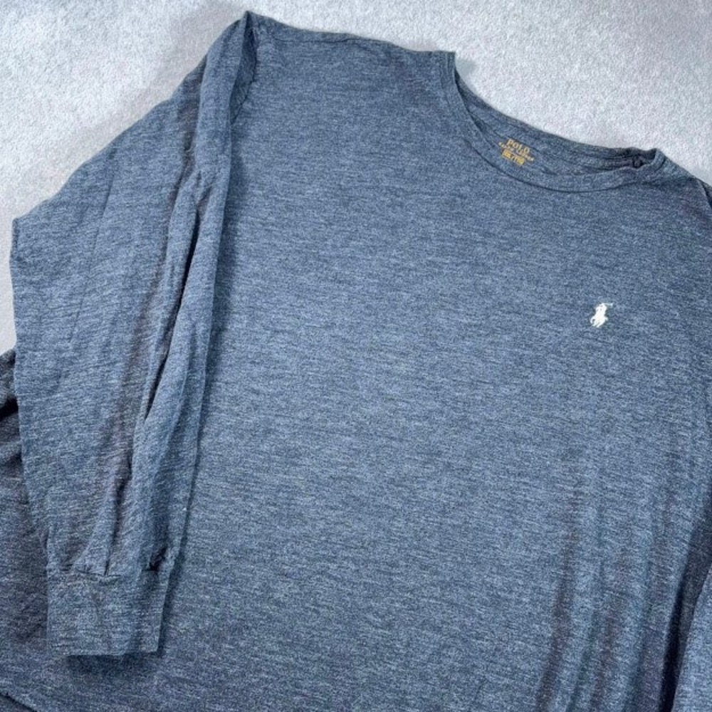 Polo Ralph Lauren Long Sleeve T-Shirt Mens XXL Blue Heather Pony Logo Crew Neck